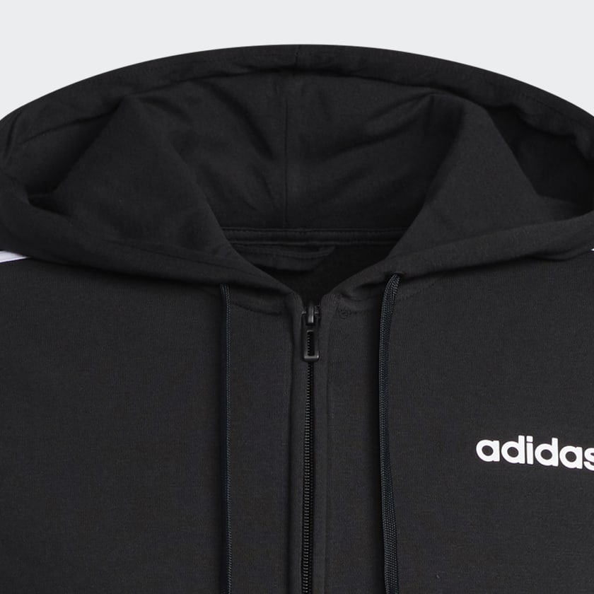 Negro Chaqueta con capucha Essentials Fleece 3 bandas