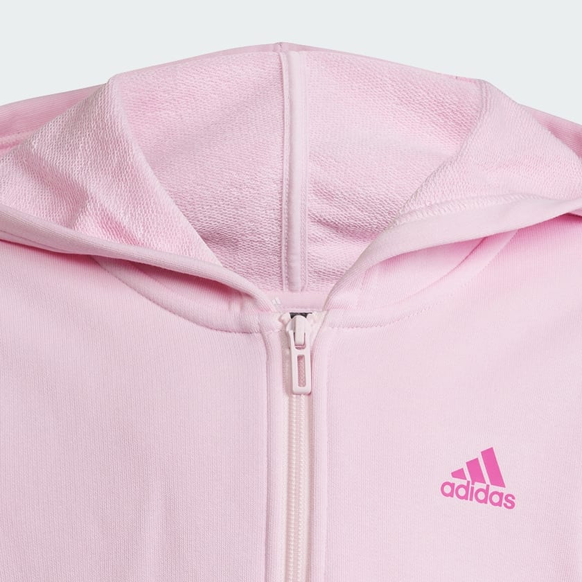 Rosa Moletom Capuz Zíper Essentials Linear Logo