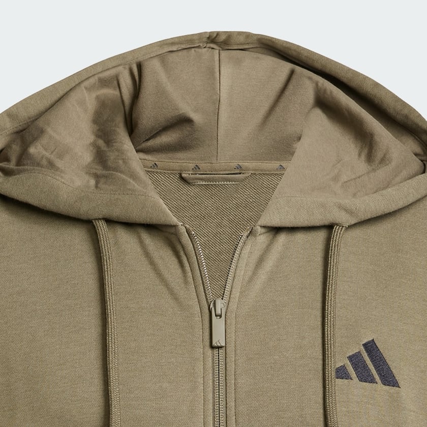 zelená Mikina Essentials 3-Stripes French Terry Full-Zip