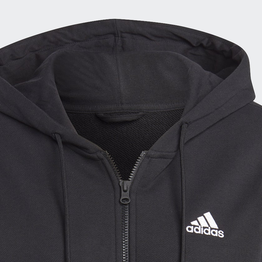 adidas Essentials | - | Terry Black French Linear US Hoodie Women\'s Lifestyle adidas Full-Zip