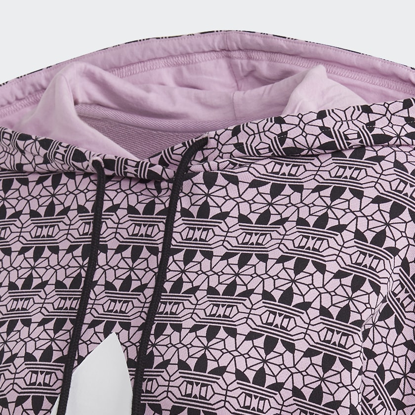 adidas Trefoil Allover Print Hoodie Purple adidas New Zealand