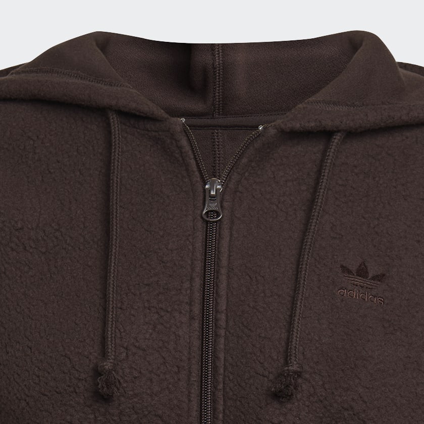adidas Crop Full-Zip Loungewear Hoodie - Brown | Free Shipping
