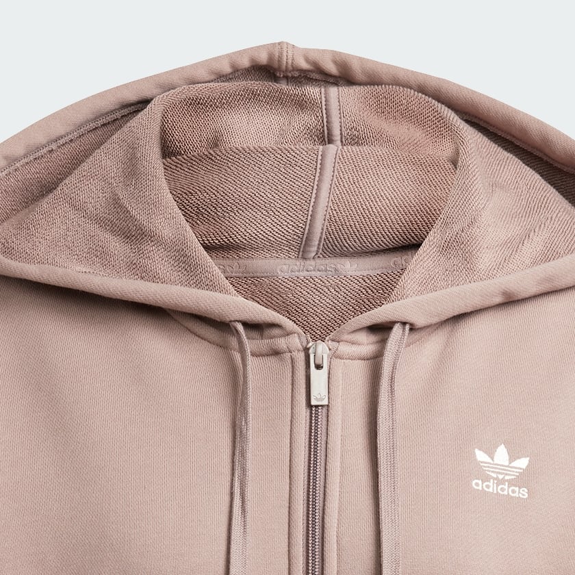 Brown Essentials Short Full-Zip French Terry Hoodie