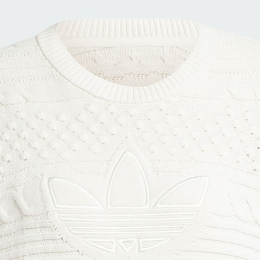 White 70s Trefoil Sweater