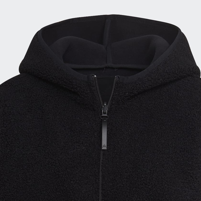 cierna Tepláková bunda Polar Fleece Long Hooded