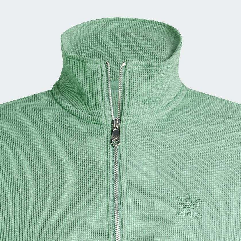 Groen Trefoil Essentials Waffle Sweatshirt met Halflange Rits