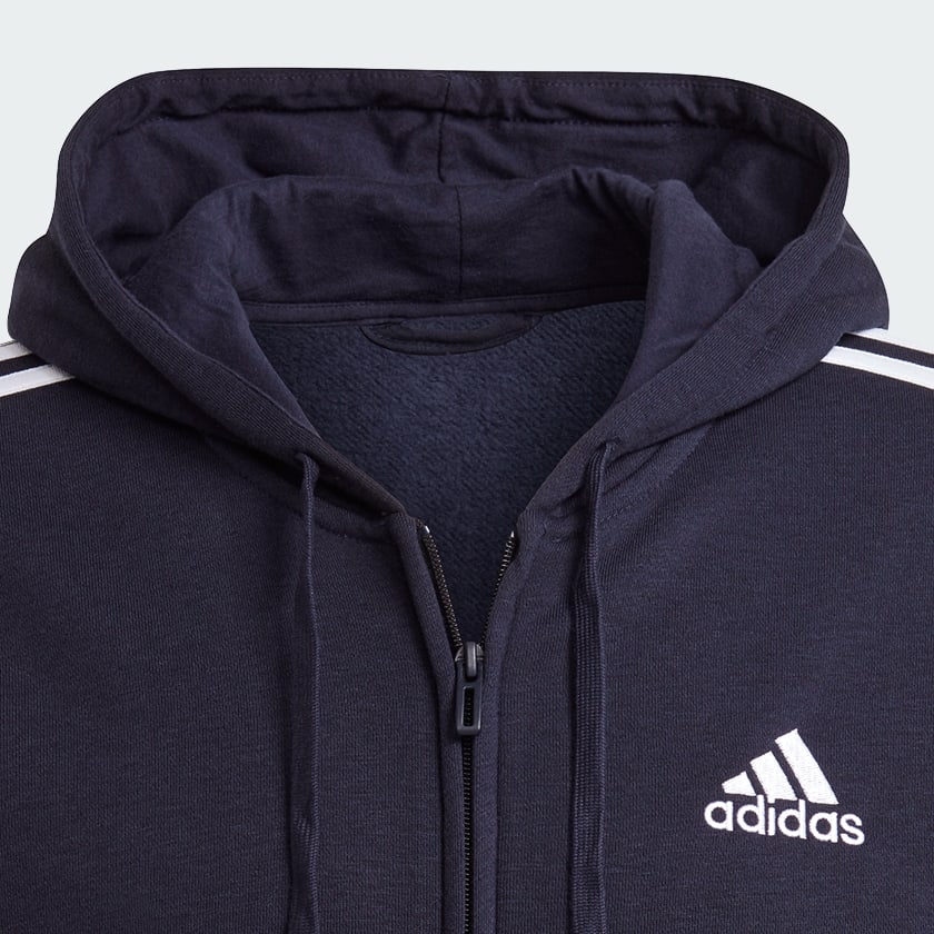 blauw Essentials Fleece 3-Stripes Ritshoodie