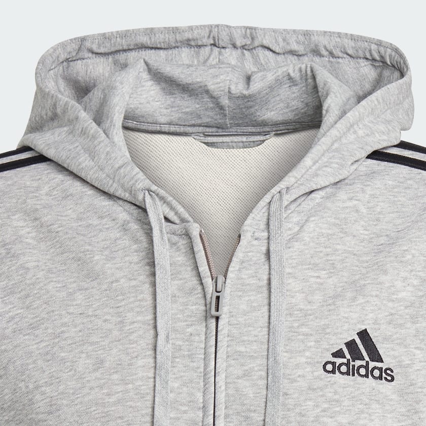 Grigio Felpa con cappuccio Essentials French Terry 3-Stripes Full-Zip