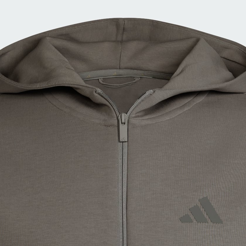 Bej Future Icons 3-Stripes Full-Zip Kapüşonlu Üst