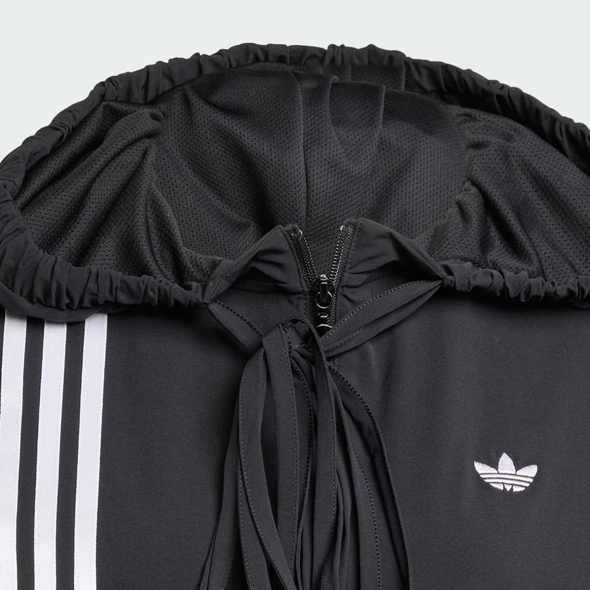 Đen Áo Track Top 3 Sọc Phối Ruy Băng Lệch