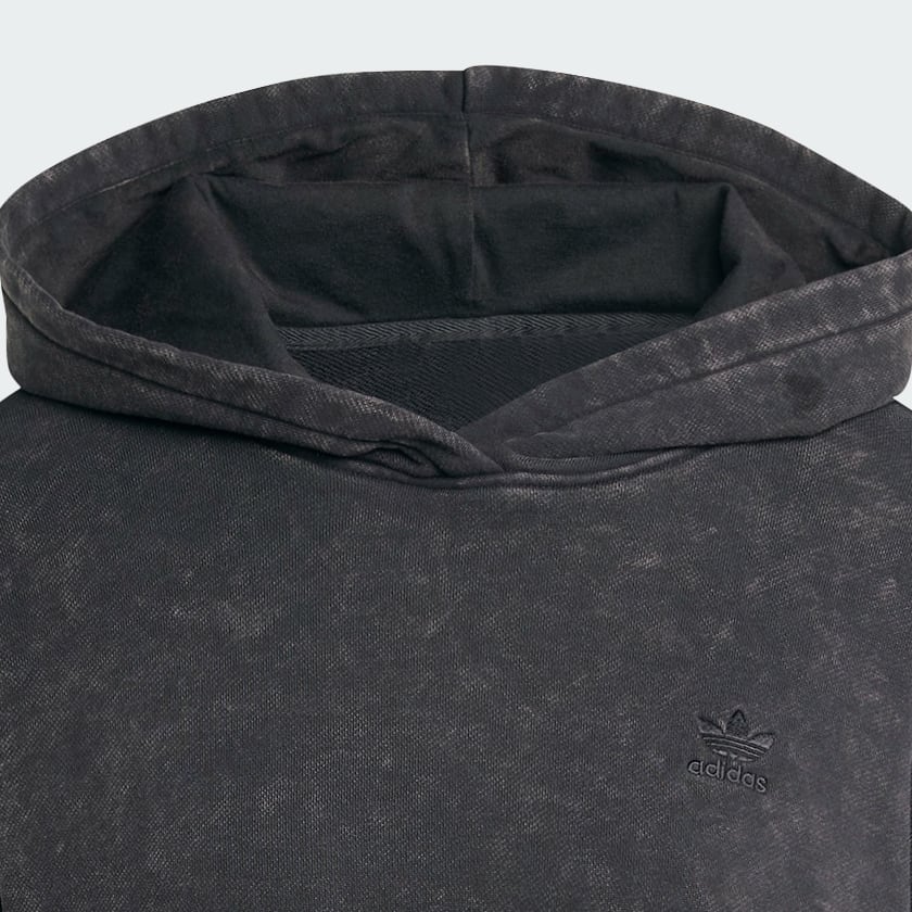 Black Acid-Wash Crop Hoodie