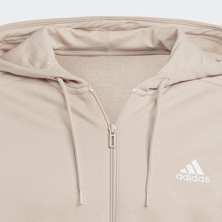 hnědá Mikina Essentials French Terry 3-Stripes Full-Zip
