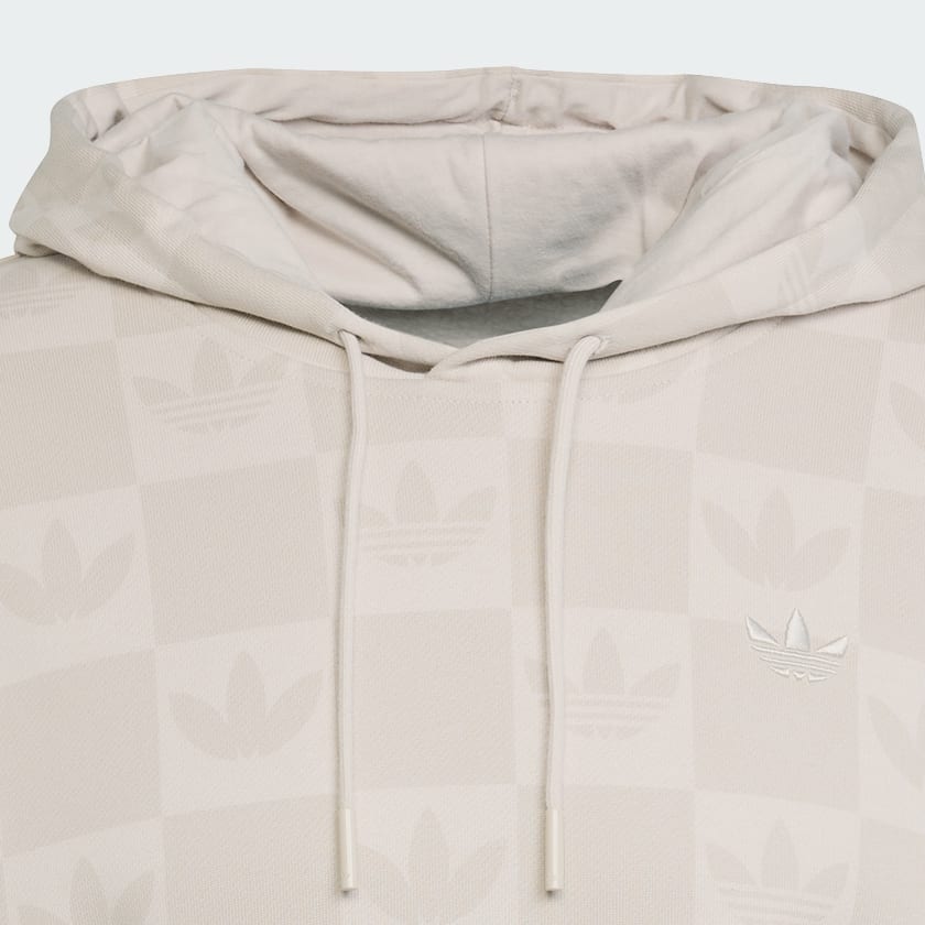 Beige Monogram All Over Print Loose Hoodie