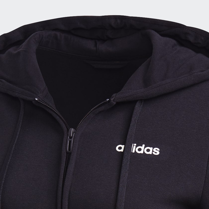 Negro Polera con Capucha Essentials Fleece 3 Tiras
