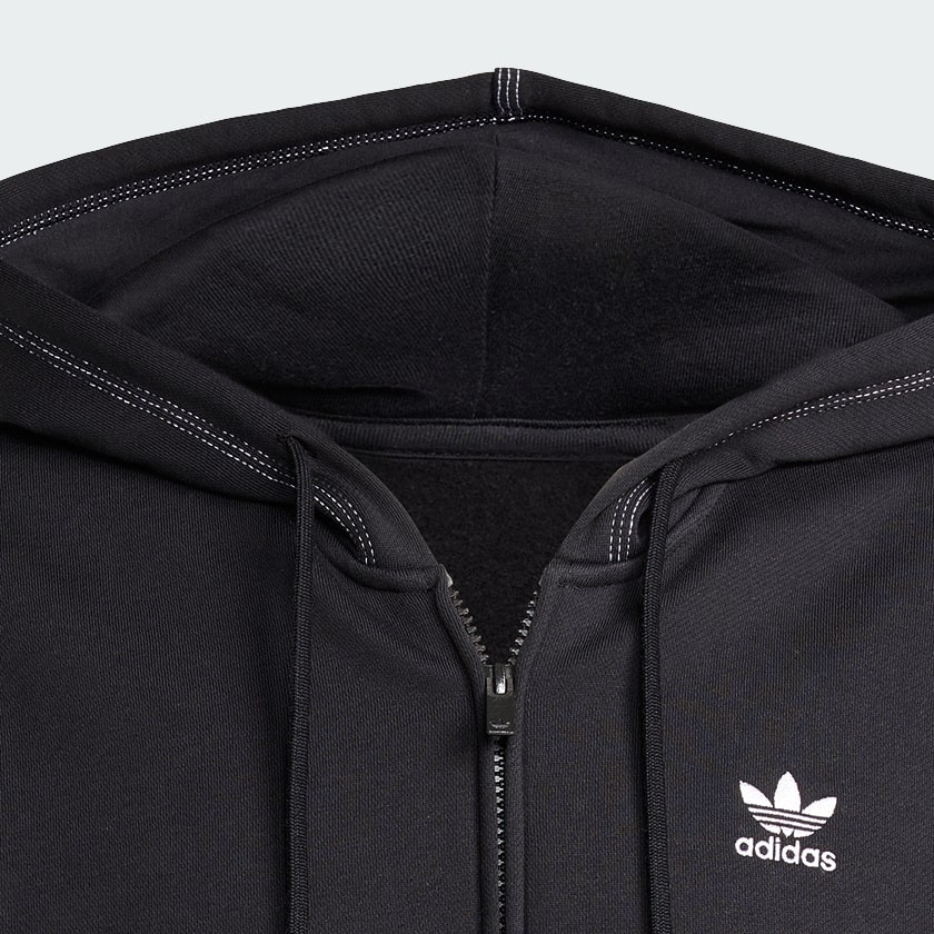 Hitam Hoodie Essentials Trefoil Full-Zip