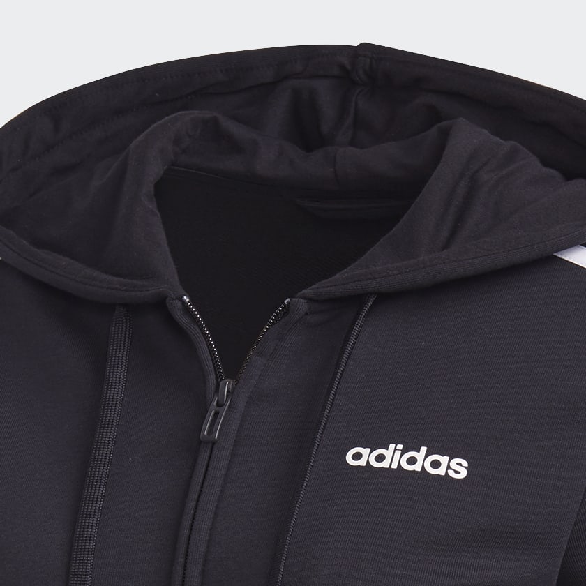 Negro Polera con Capucha Essentials 3 Tiras