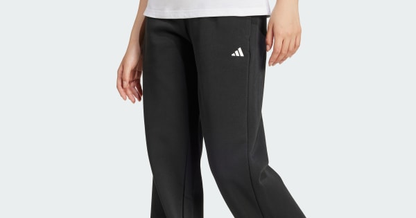adidas Essentials Small Logo Feel Cozy Open-Hem Pants Black