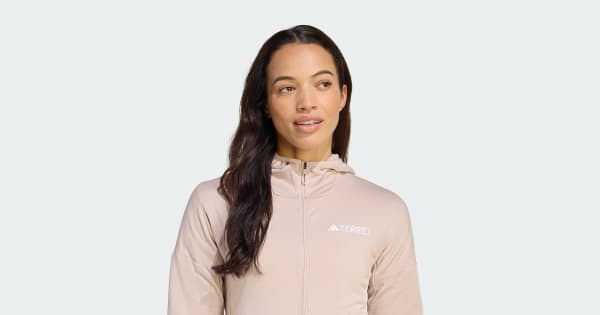 adidas Terrex Xperior Climawarm Light Fleece Hooded Jacket - Brown