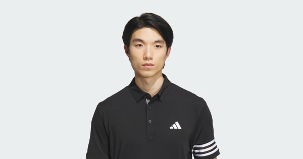 アディダス 【ゴルフ】3ストライプス メッシュベントポロ - ブラック