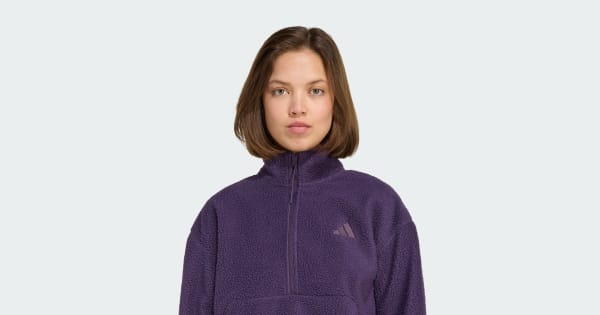 adidas City Tech High Pile Fleece Half-Zip Ceket - Mor | adidas