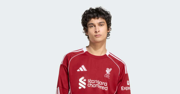 adidas Liverpool FC 25/26 Long Sleeve Home Jersey - Red | Free