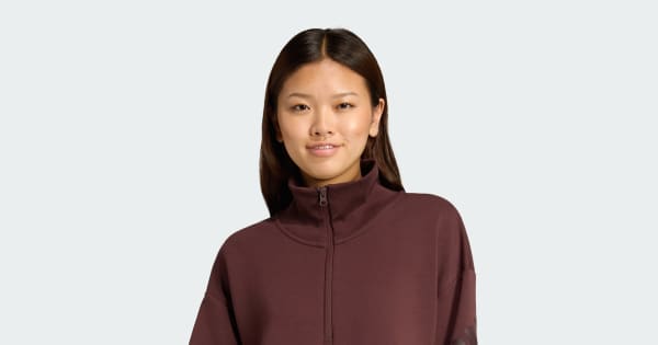 adidas Soft Lux Quarter-Zip - Brown | Free Shipping with adiClub
