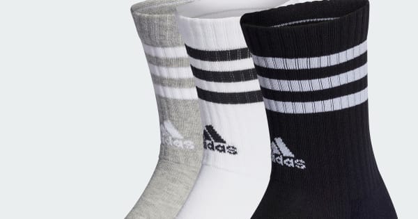 adidas 3-Stripes Cushioned Crew Socks Pairs Grey adidas