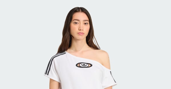 新品M⭐️adidas オフショルダー Tシャツ キャンパス 2000 ホワイト レディース アディダス オリジナルス キャンパス 2000 オフショル