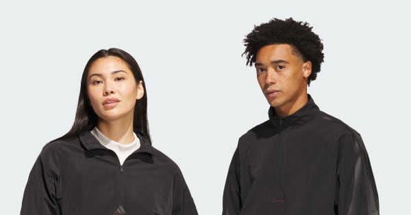 adidas Basketball Woven 1/2 Zip Jacket (Gender Neutral) - Black