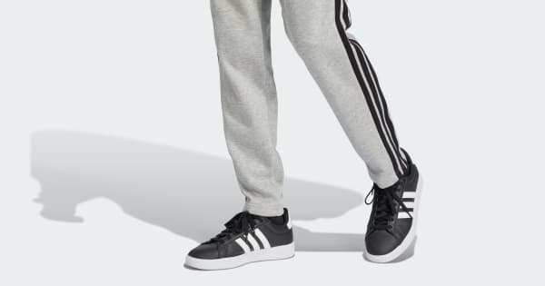 adidas Essentials 3-Stripes Open Hem Fleece Pants - Grey | Free
