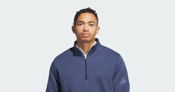 adidas Ultimate365 DWR Textured Quarter-Zip Pullover - Blue | Free