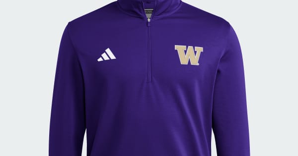 adidas Washington Huskies Coaches Elevated Golf Quaterzip - Purple