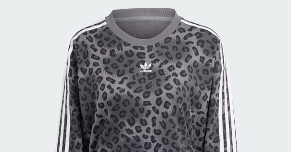 adidas Originals Leopard Luxe Trefoil Crew Sweatshirt Grey
