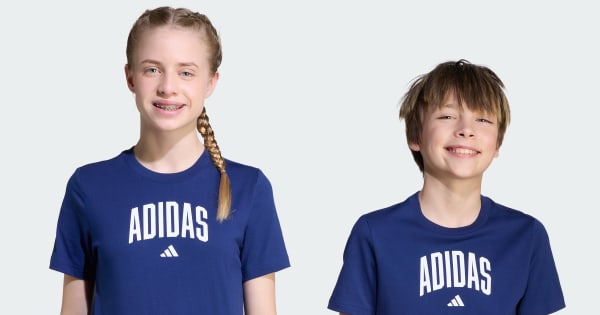 アディダス カレッジ グラフィック半袖Tシャツ キッズ - ブルー