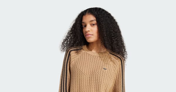 adidas Adicolor Knitted Crew Sweatshirt - Brown | adidas Türkiye