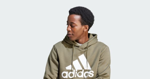 adidas Essentials Fleece Big Logo Hoodie - Green | Free Shipping