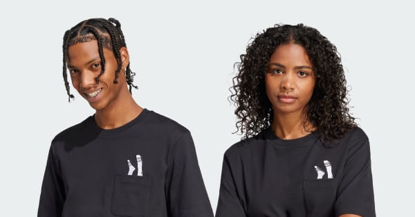 4Am③ adidas Lounge Slides Graphic Pocket Tee - Black | adidas Singapore