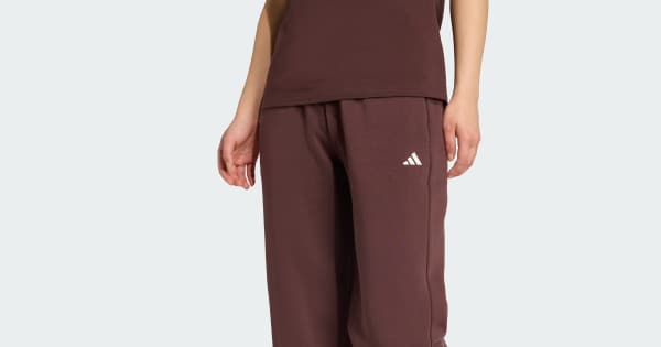 adidas Essentials Small Logo Feel Cozy Open-Hem Pants Brown Free  Shipping with adiClub adidas US