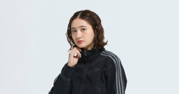 アディダス アディカラー デニム トラックトップ - ブラック