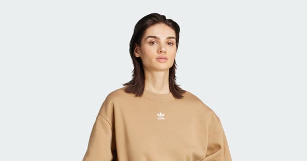 adidas Essentials Fleece Long Oversized Crew Sweatshirt - Brown