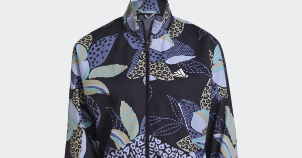 adidas FARM Rio Print Relaxed Lightweight Windbreaker - Blue