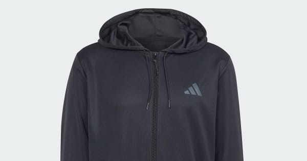 adidas Train Essentials Seasonal Full-Zip Hoodie - Black | Free
