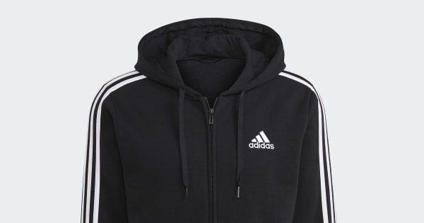アディダス　フルジップパーカー　ブラック　トレフォイルマーク　内側フリース アディダス フルジップパーカー ブラック トレフォイルマーク 内側