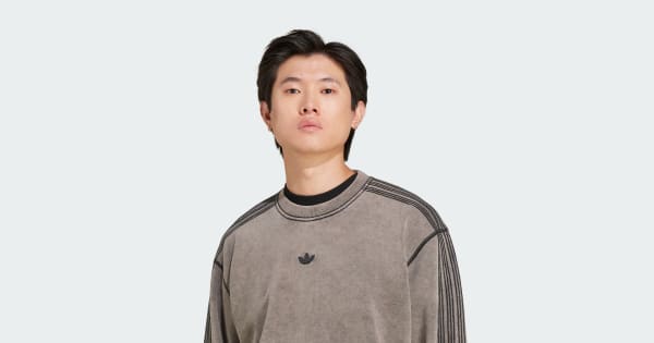 adidas Premium Essentials Retro Washed Crew Sweatshirt - Black