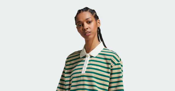 アディダス '80s オーバーサイズ ストライプ ポロシャツ - マルチ