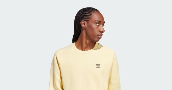 adidas Trefoil Essentials Crewneck Sweatshirt - Yellow | Free