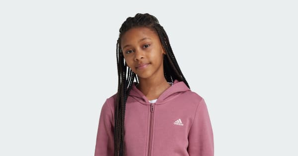Felpa con cappuccio Essentials Linear Logo Full-Zip Rosa adidas