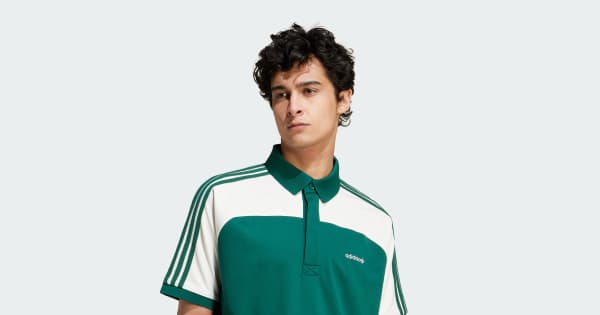 adidas '80s Premium 3-Stripes Archive Mock Mesh Polo Shirt - Green