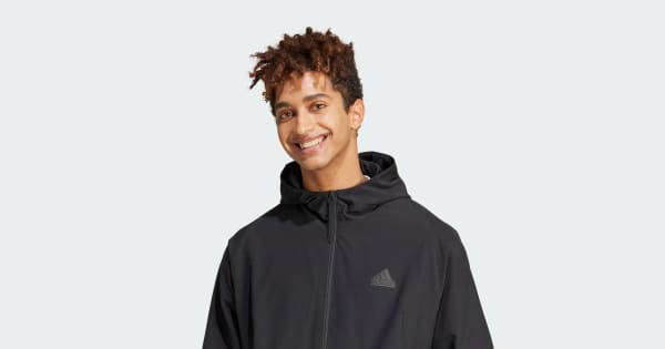 adidas Z.N.E. Woven Full-Zip Hooded Track Top - Black | Free