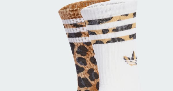 adidas Leopard Crew Socks Pairs Brown Free Shipping with